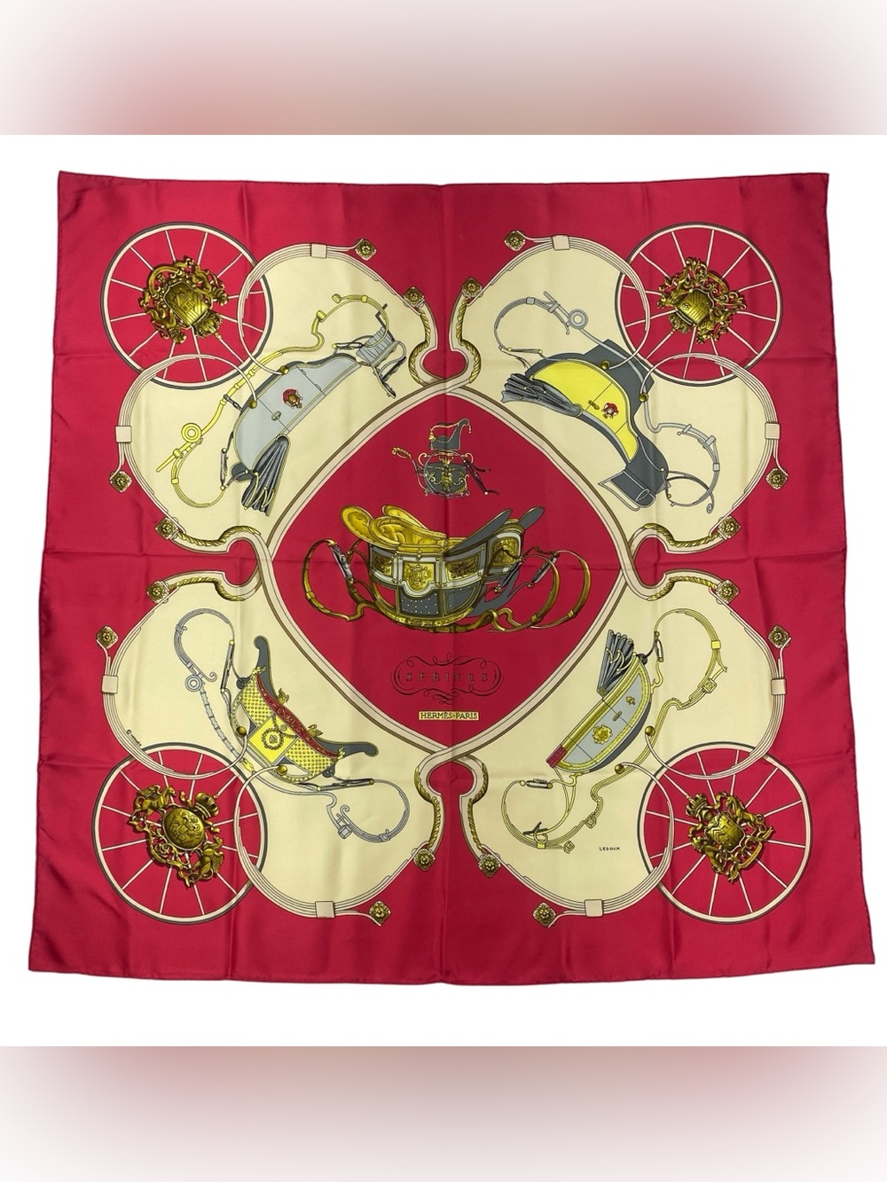 Hermes Silk Scarf Spirngs Carre 90 Philippe Ledoux Red